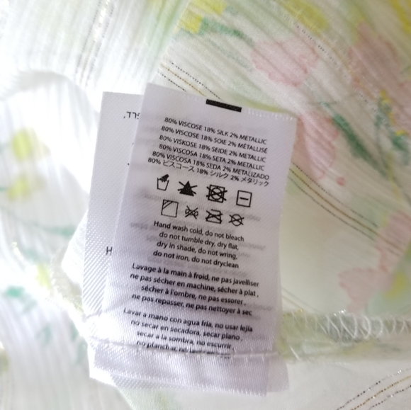 Sabina Musayev Floral Puff Sleeve Tie Top Size S White Multicolor - Picture 11 of 11